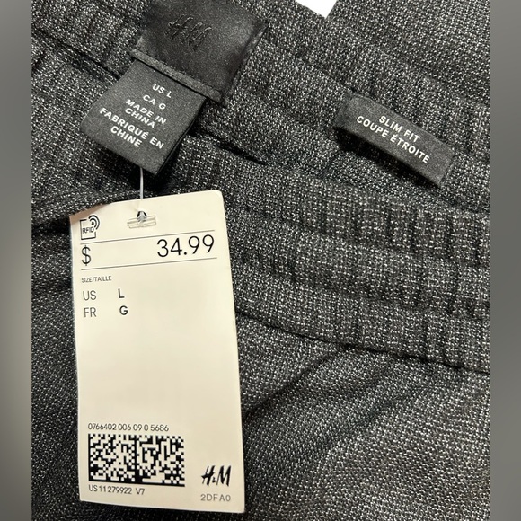 π₯ NWT- H&M Menβs Slim fit drawstring dress pants w/folded cuff bottoms, Size L - Picture 2 of 7